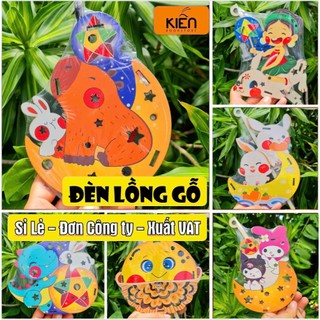 Set Đèn Lồng Gỗ Trung Thu Cho Bé Sáng Tạo Tự Tô Màu Hoặc In Màu Sẵn Và Lắp Ráp - Bộ Kit DIY Tự Làm Lồng Đèn Gỗ Trung Thu