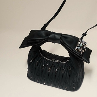 Túi xách nữ Chloe bag Hérisson màu ĐEN chần bông KÈM NƠ THÁO RỜI