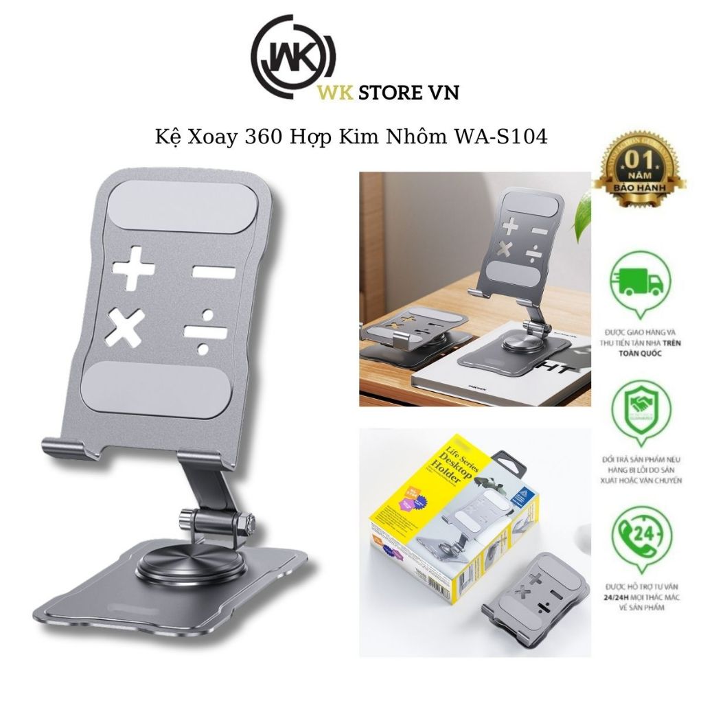 Kệ Điện Thoại, Giá Đỡ Máy Tính Bảng WA-S104 Làm Bằng Kim Loại, Xoay 360 Độ Tuỳ Chỉnh