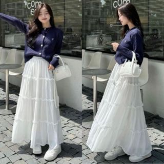 Chân váy midi xoè 4 tầng bigsize dáng dài chất vải đủi thô mềm cạp chun co giãn thời trang nữ phong cách vintage CV408