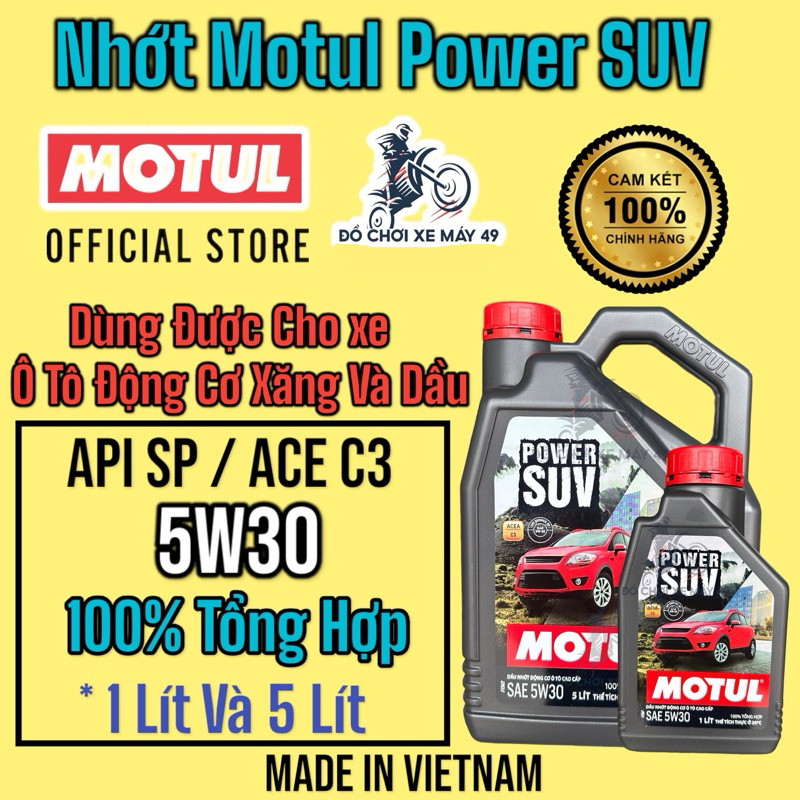 ( Dầu nhớt ô tô  )  Motul Power SUV 5W30 - Dành cho máy xăng và dầu (5 Lít) Và ( 1 Lít ) tổng hợp >>
