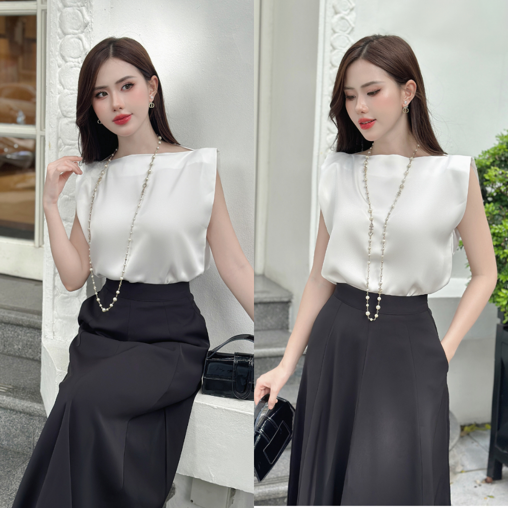Áo sơ mi nữ Mely Fashion dáng rộng cổ thuyển cộc tay chất lụa cao cấp mềm mát phong cách công sở Hàn Quốc ASM37 | BigBuy360 - bigbuy360.vn