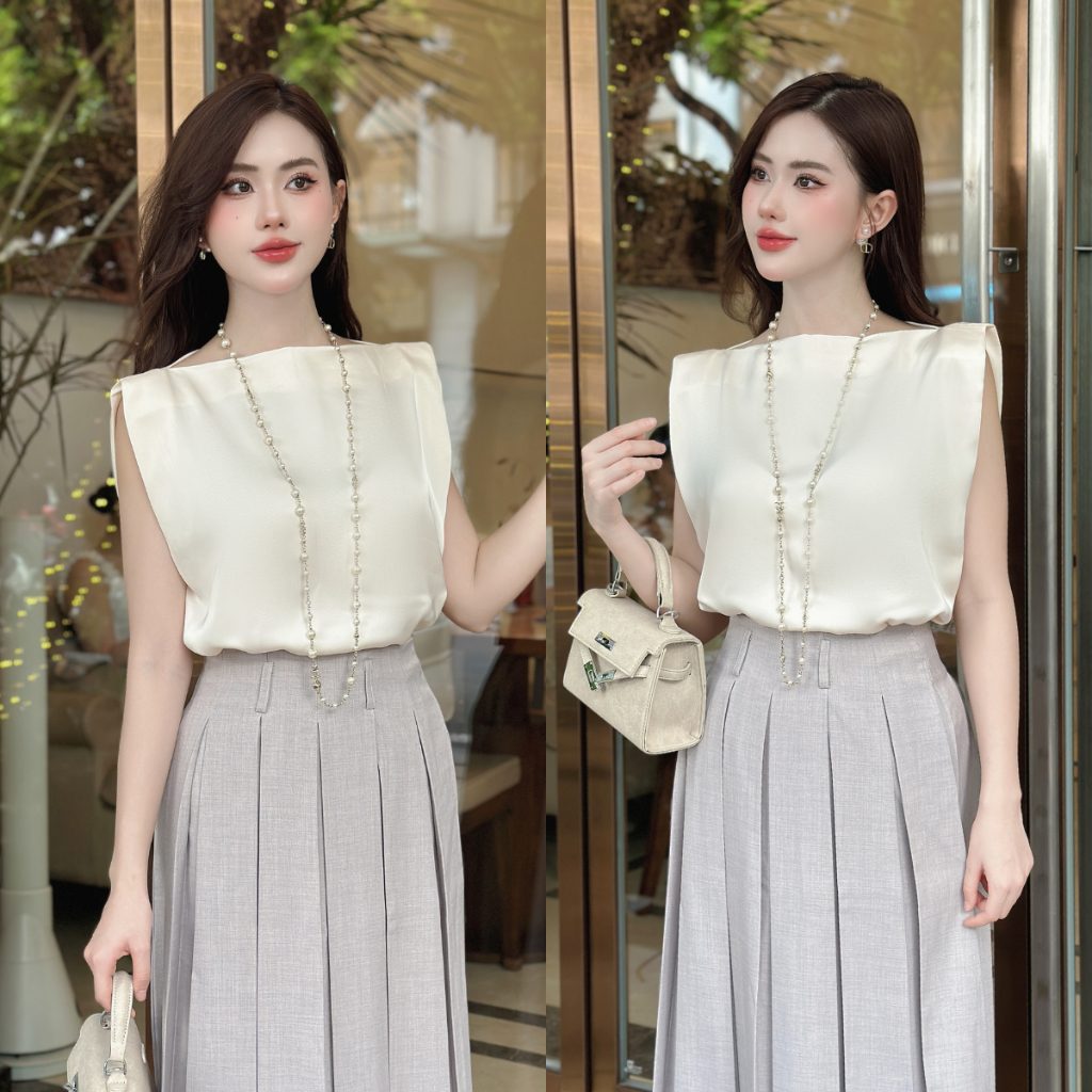 Áo sơ mi nữ Mely Fashion dáng rộng cổ thuyển cộc tay chất lụa cao cấp mềm mát phong cách công sở Hàn Quốc ASM37 | BigBuy360 - bigbuy360.vn