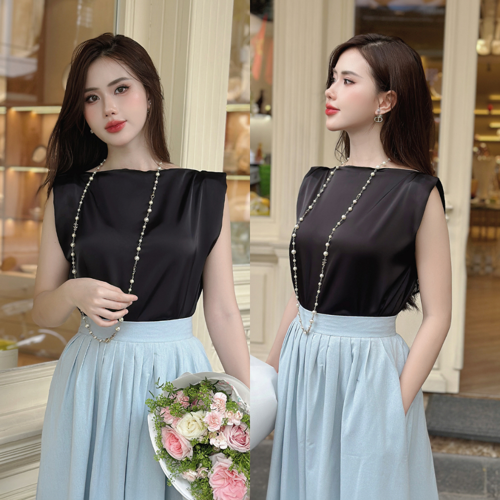 Áo sơ mi nữ Mely Fashion dáng rộng cổ thuyển cộc tay chất lụa cao cấp mềm mát phong cách công sở Hàn Quốc ASM37 | BigBuy360 - bigbuy360.vn