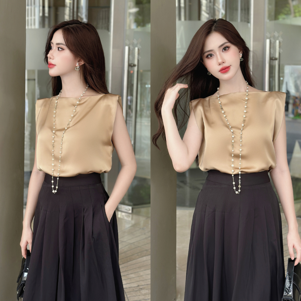 Áo sơ mi nữ Mely Fashion dáng rộng cổ thuyển cộc tay chất lụa cao cấp mềm mát phong cách công sở Hàn Quốc ASM37 | BigBuy360 - bigbuy360.vn
