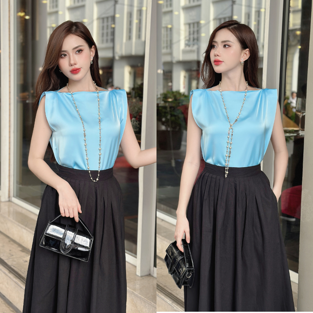 Áo sơ mi nữ Mely Fashion dáng rộng cổ thuyển cộc tay chất lụa cao cấp mềm mát phong cách công sở Hàn Quốc ASM37 | BigBuy360 - bigbuy360.vn