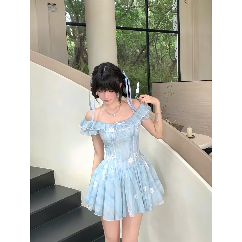 Váy Xoè Trễ Vai Dáng Ngắn Tơ Thêu Hoa Nổi BaBy HH87 Haluu Store | BigBuy360 - bigbuy360.vn