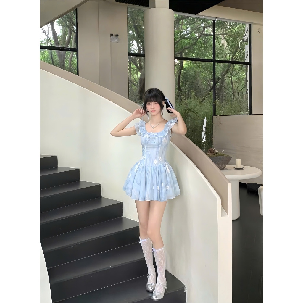 Váy Xoè Trễ Vai Dáng Ngắn Tơ Thêu Hoa Nổi BaBy HH87 Haluu Store | BigBuy360 - bigbuy360.vn