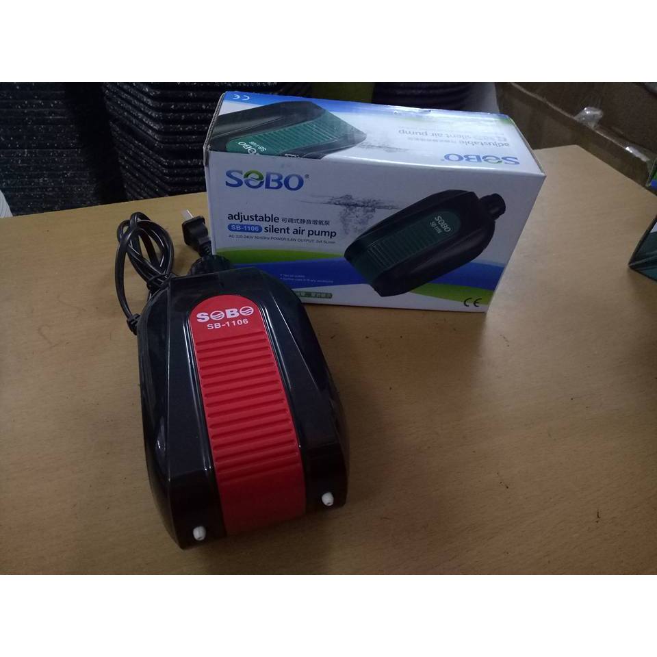 Máy sủi sục tạo khí oxy cho hồ bể cá cảnh mini SoBo chạy êm tiết kiệm điện tặng dây sủi