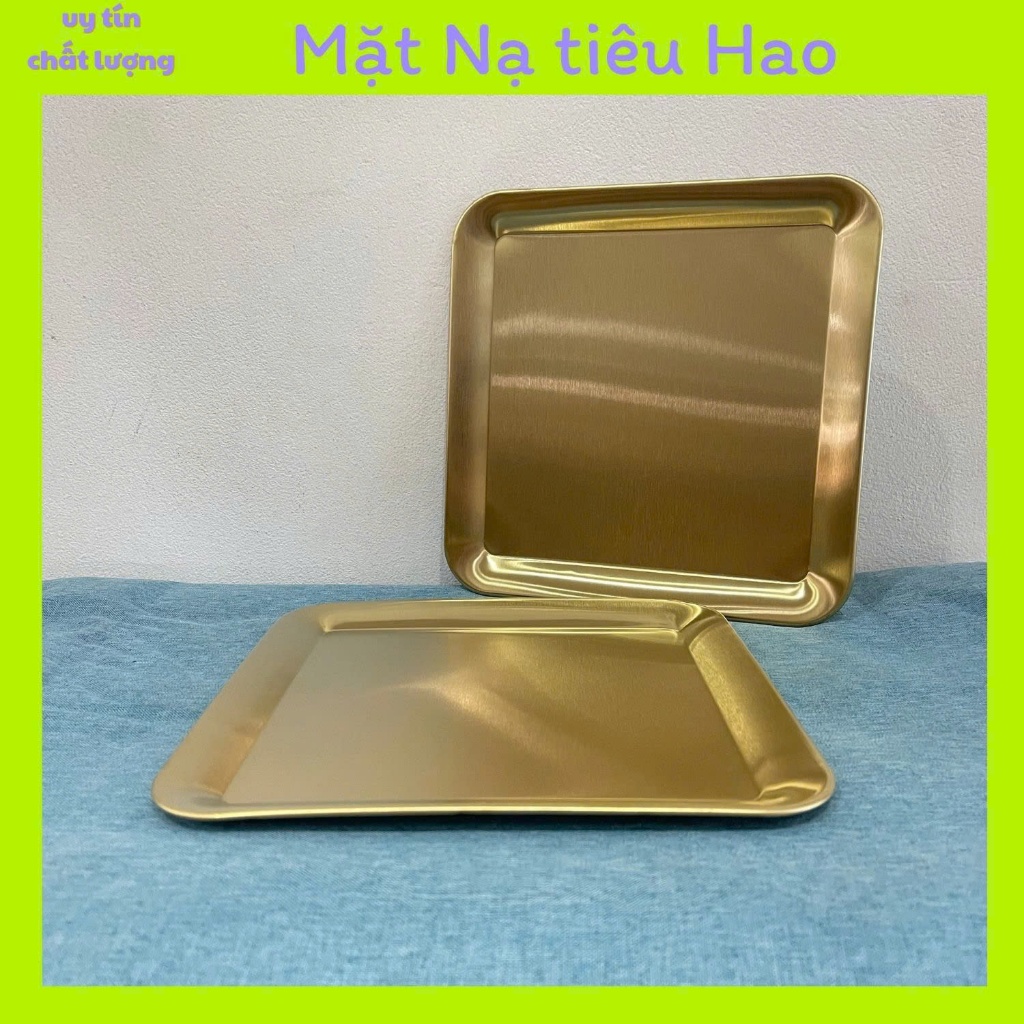 Khay vuông mạ vàng 23cm x 23cm sang trọng spa