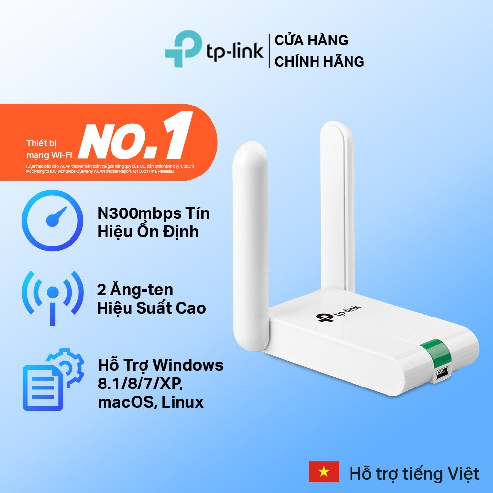 Bộ Thu Sóng Wifi USB TPLink 822N Chuẩn N 300Mbps, Bộ Chuyển Đổi USB Wifi 822N Chuẩn N 300Mbps ( TL-W
