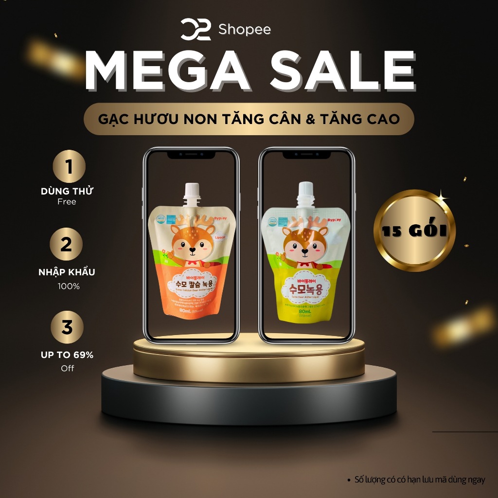 Gạc Hưu Non Tăng Cân Sumo Giúp Bé Ăn Ngon Miệng, Khoẻ Mạnh, Phát Triển Toàn Diện - 15 Gói