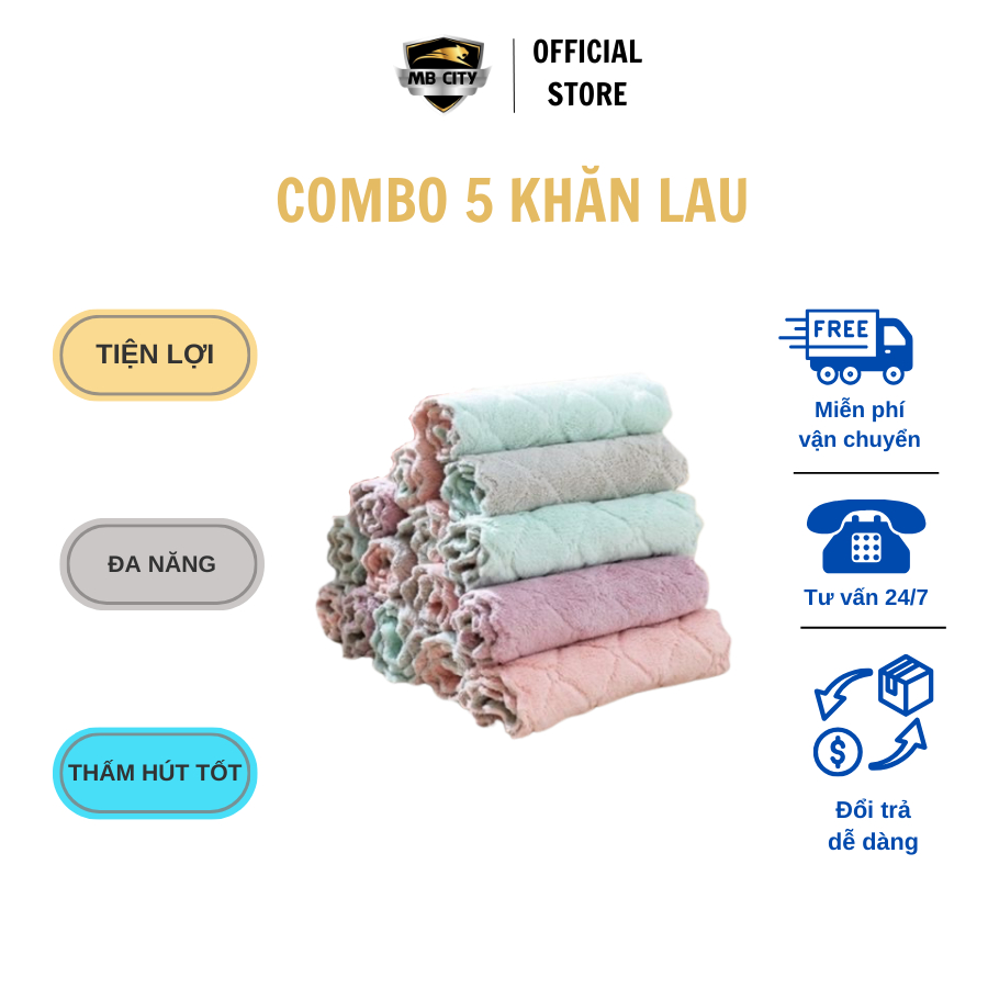Khăn đa năng combo 5 - cực mịn và thấm nước