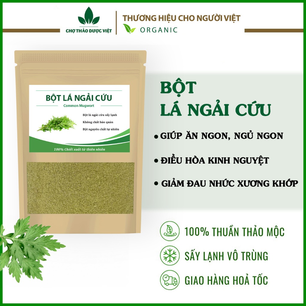 Bột ngải cứu nguyên chất 100g, xông giải cảm, ngâm chân, giảm đau nhức xương khớp