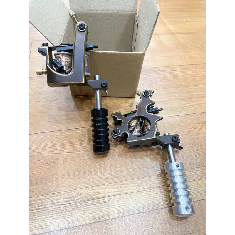 Bộ đôi máy xăm  khung đồng  chạy khung + ddanhs bóng