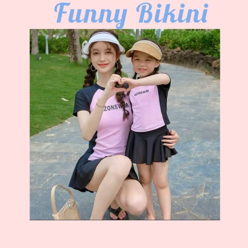 [Size M,L,XL] Bikini nữ đồ bơi cặp Mẹ và Bé 2 mảnh phối váy dễ thương FUNNY BIKINI MS-064