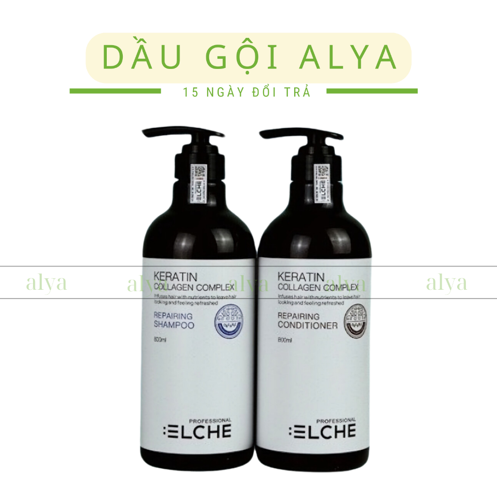 Dầu gội Keratin Collagen Complex Elche phục hồi chống rụng tóc 800ml. HÀNG CHÍNH HÃNG ALYA