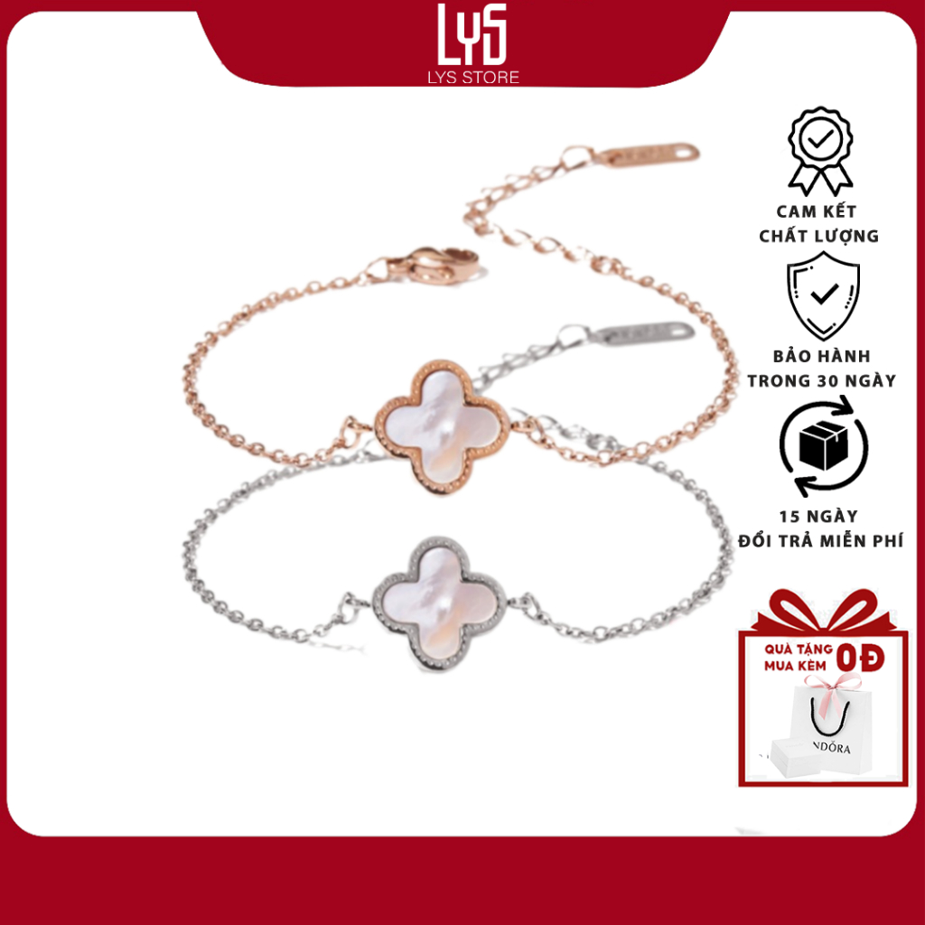 Vòng tay nữ Lys cỏ bốn lá may mắn 2023 -  Lắc tay cao cấp đầy đủ phụ kiện PAN