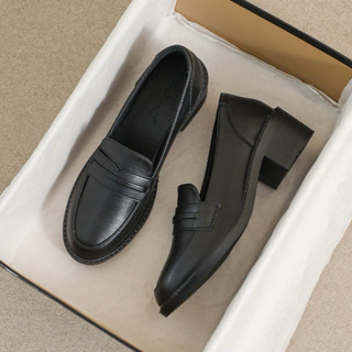 [CÓ SẴN] Giày loafer mũi nhọn kiểu dáng basic, cổ điển phong cách nữ sinh Nhật Bản cao 5cm