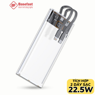 Sạc dự phòng Basefast Pin 10000mah sạc nhanh 22.5W tích hợp sẵn 2 dây cho iP type c samsung xiaomi