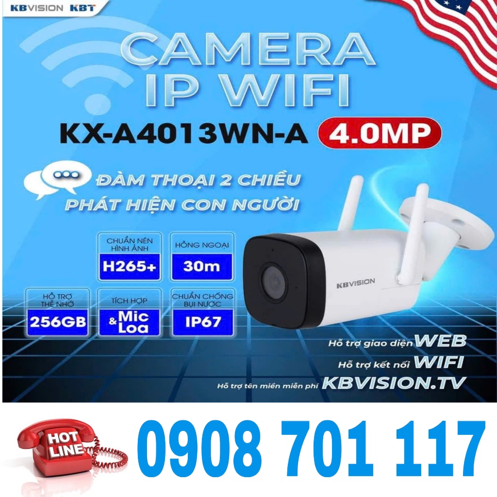 Camera IP hồng ngoại không dây 4.0 Megapixel KBVISION KX-A4013WN-A