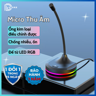 Mic Máy Tính, Laptop MK09 Jack USB Có LED Thu Âm 360 Độ Lọc Tiếng Ồn Độ Nhạy Cao Cho Học Tập, Thuyết Trình, Chơi Game.
