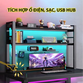 Kệ sách để bàn decor gaming TOPV kệ để bàn học bàn làm việc giá để đồ thông minh đựng đồ setup trang trí trắng đen