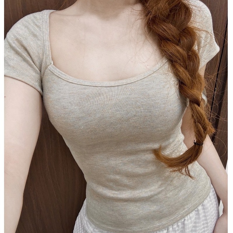 Áo Thun Cúp Cổ Vuông Ôm Gọn Siêu Xinh Chất Cotton Thỏ Loại Đẹp Co Giãn Dầy Dặn Mềm Mát MA113 | BigBuy360 - bigbuy360.vn