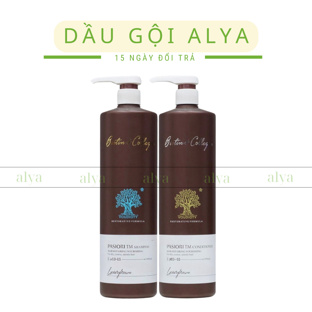 Cặp Dầu Gội Xả Biotin Collagen Luxury Brown Giảm Rụng, Phục Hồi Tóc Khô Xơ Hư Tổn, Dưỡng Tóc Mềm Mượt
