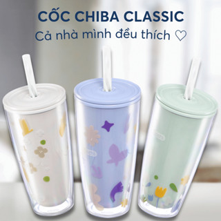  Cốc Nhựa 2 Lớp Chiba Inochi – Nắp khóa ống hút nhựa an toàn 