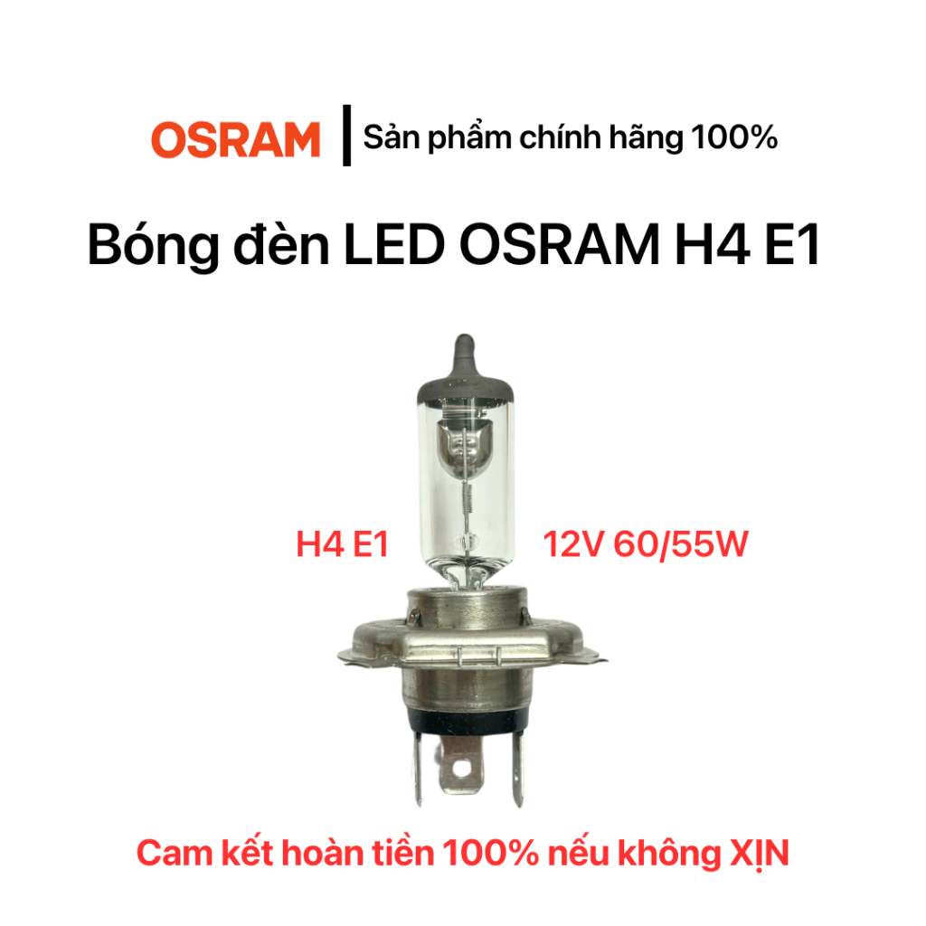 Bóng đèn OSRAM Nguyên bản sản xuất tại Đức E1 12V H4 60/55w 00801 W2V5 Chính hãng 100% cho ô tô và xe máy