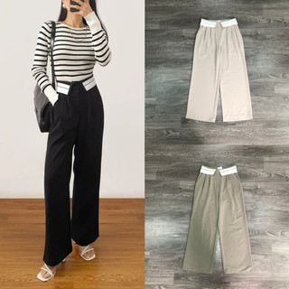 HIPU.VNXK - Quần tây ống rộng viền lưng, 2 màu.