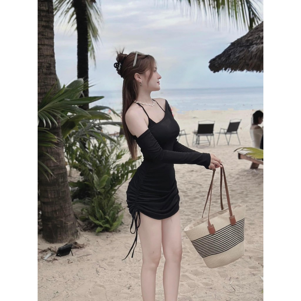 Bikini, Đồ Bơi đi biển 3 món bikini áo bra có mút kèm đầm thun giấy chuẩn hình 2 màu HÀ BiKiNi TH004 | BigBuy360 - bigbuy360.vn