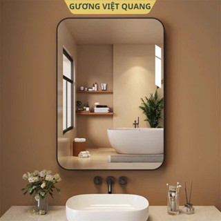 Gương Treo Tường Viền Thép Chữ Nhật Bo Góc Dáng Dọc Treo Phòng Tắm. Decor Bàn Trang Điểm