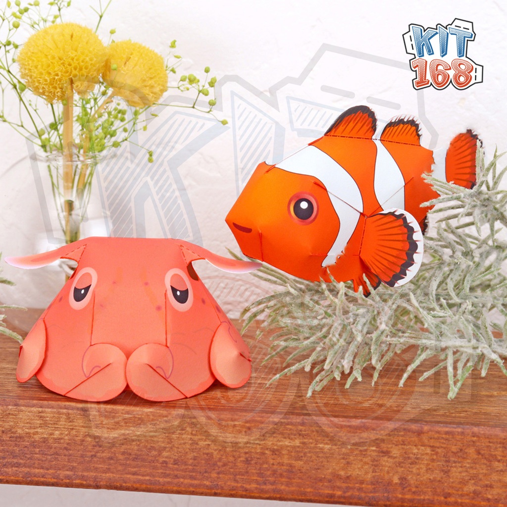 Mô hình giấy động vật Cá Hề & Octopus Mini