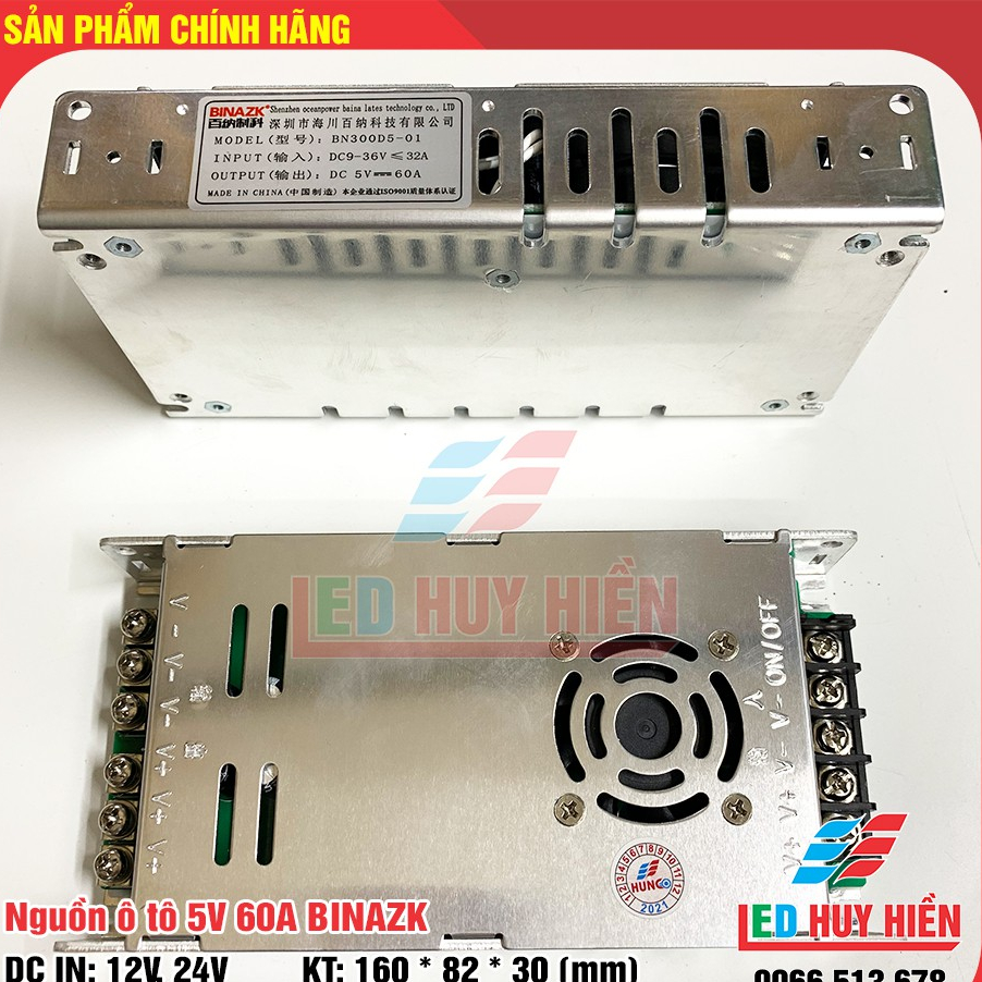 Nguồn hạ áp 5v 60A (300W) BINAZK (Nguồn ô tô 5V 60A dùng cho module led, Led)