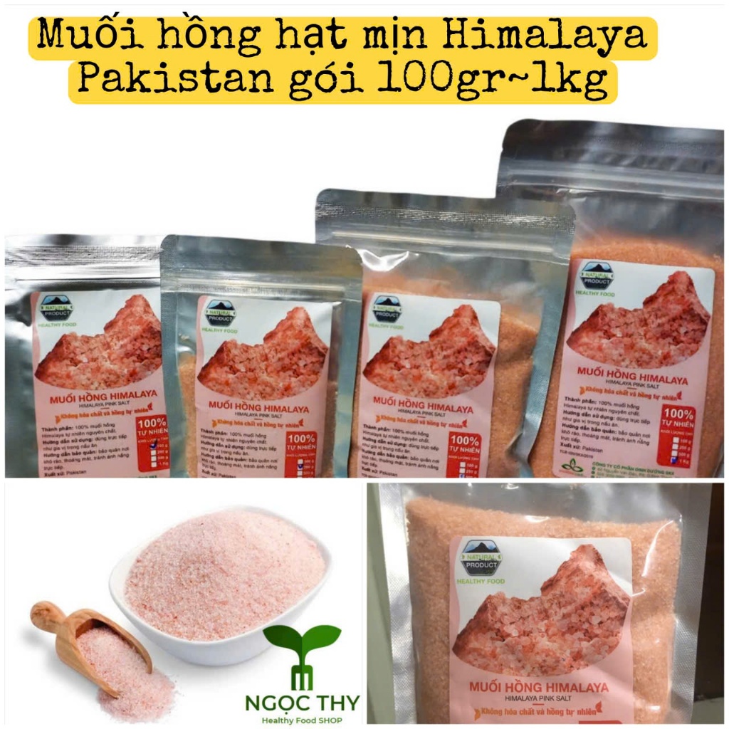 Muối hồng Himalaya dạng hạt mịn nhỏ nhập khẩu Pakistan nhiều size 100gr-1KG