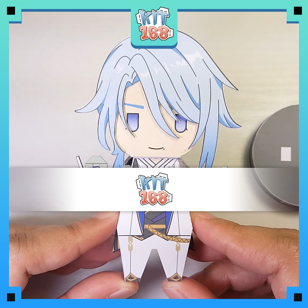 Mô hình giấy Anime Game Chibi Kamisato Ayato - Genshin Impact