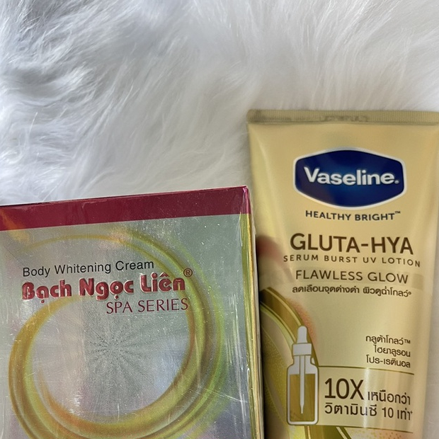 Combo Kem body Bạch Ngọc Liên hồng và Vaseline - Kem dưỡng Glu Hya 10x (CHÍNH HÃNG 100%)