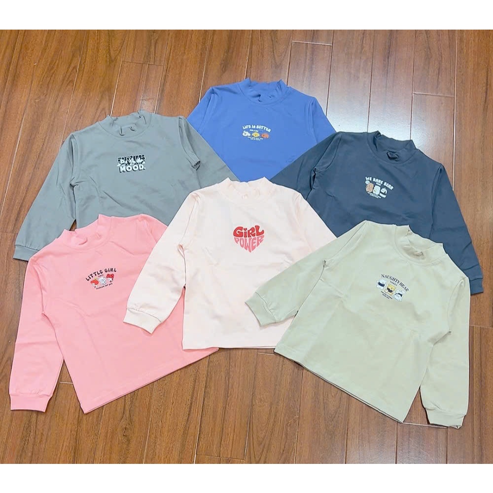 4-8Y Áo cổ 3 phân bé trai, bé gái chất cotton co giãn 4 chiều CHIU CHIU 14-28kg
