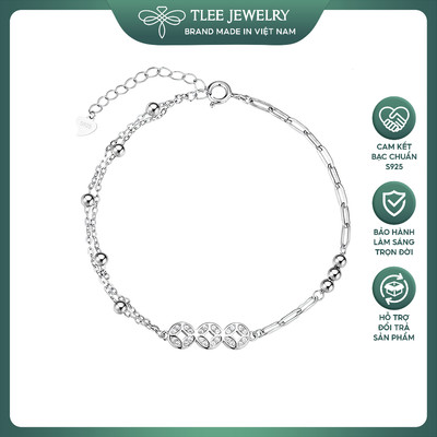 Lắc tay bạc nữ TLEE, vòng tay xích charm kim tiền nhất lộc TLEE JEWELRY LT0353