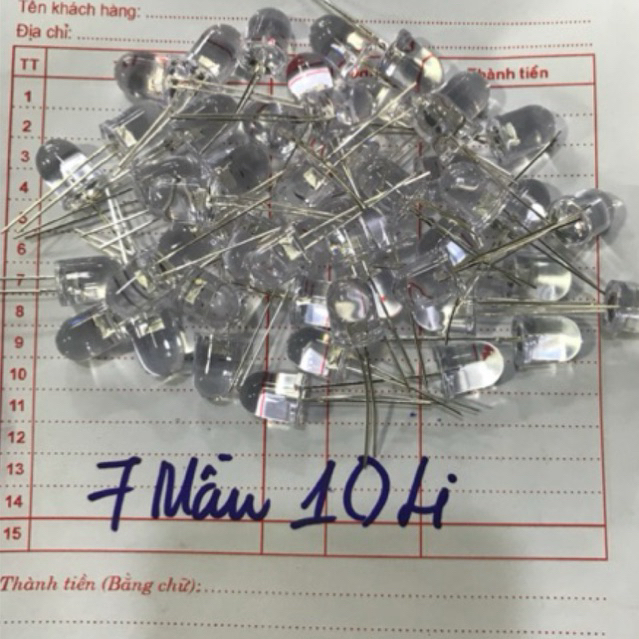 20 Bóng Led phi 10(F10)7 mầu chân ghim