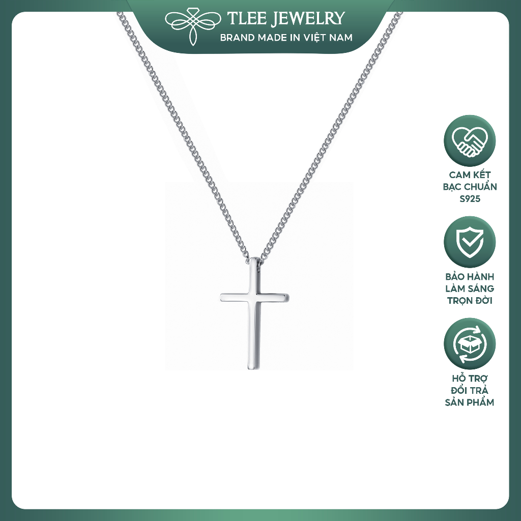 Dây chuyền bạc nữ TLEE mặt thánh giá trơn bạc Italy TleeJewerly D0168