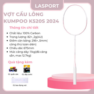 Vợt cầu lông Kumpoo K520S phiên bản 2024 chính hãng, căng sẵn 11kg tặng kèm túi đựng và quấn cán( không kèm box)