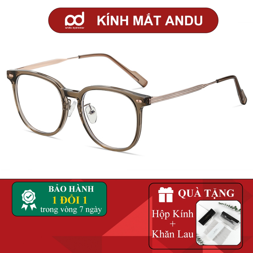 Gọng kính cận thời trang nam nữ ANDU EYEWEAR dáng vuông bo tròn chống tia UV chất liệu nhựa - 9533