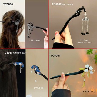 GOTI Quà Tặng Cho Nữ 20/10 8/3 - Trâm Cài Tóc Thân Gỗ Hạt Đen Tua Rua Thanh Lịch Phong Cách Hán Phục, Cổ Trang TC5066