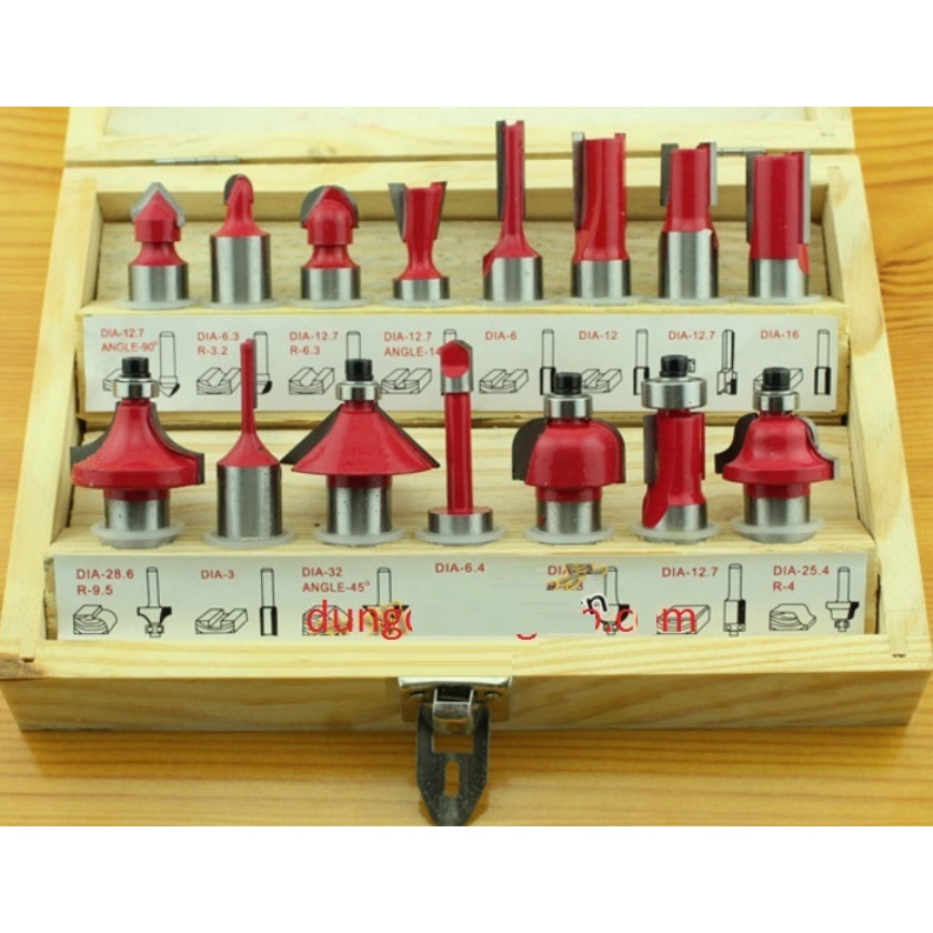 Mũi phay gỗ - Router trục 6.35mm (trọn bộ 12 mũi / 15 mũi)
