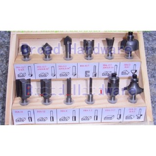 Mũi phay gỗ - Router trục 6.35mm (trọn bộ 12 mũi / 15 mũi)