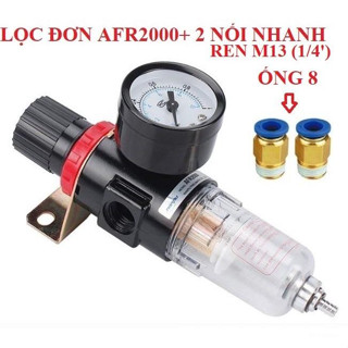  Lọc hơi khí nén AFR 2000 kèm nối nhanh ống 4-6-8-10-12mm LỌC ĐƠN KHÍ NÉN CÓ VAN CHỈNH ÁP KHÍ NÉN 