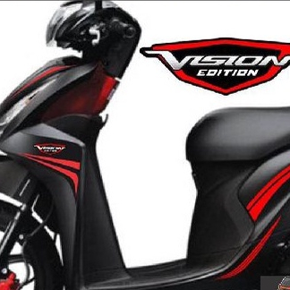 Tem Rời Honda Vision Dán Xe Đen Nhám Chỉ Đỏ